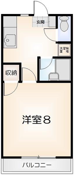 ココファニー(1K/2階)の間取り写真