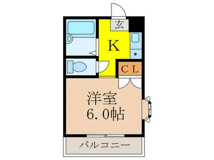 サウスロードIII(1K/3階)の間取り写真