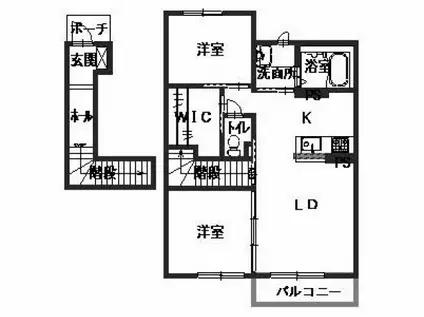 ラフィーネ三室三番館B(2LDK/2階)の間取り写真