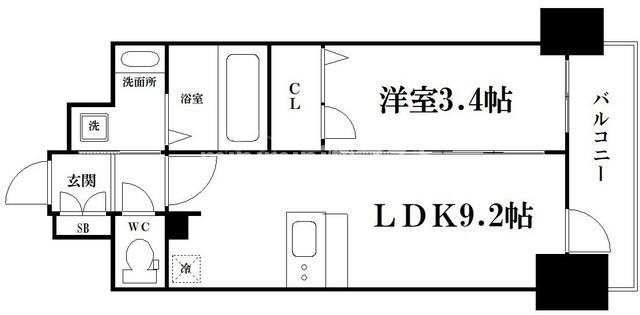 プレサンス立売堀ベルヴィル(1LDK/8階)の間取り写真