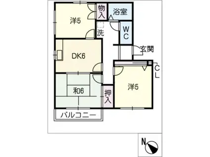 コスモスの家 A(3DK/2階)の間取り写真