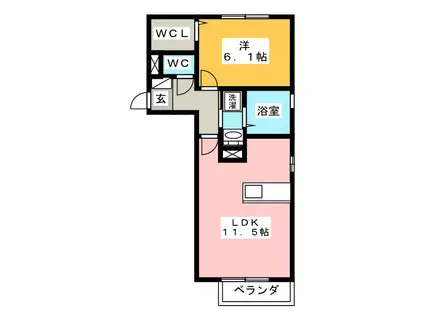 スパークルライフ(1LDK/2階)の間取り写真