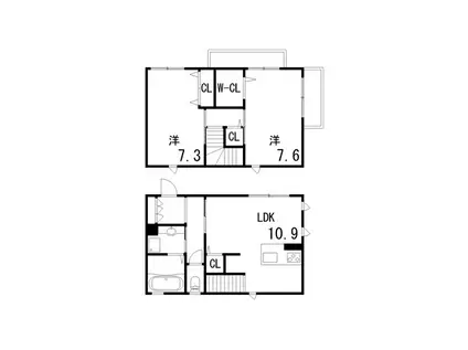 摂州打出住(2LDK/1階)の間取り写真