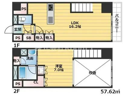 KDXレジデンス本町橋(1LDK/5階)の間取り写真