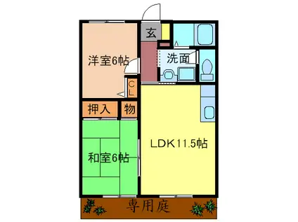 ガルテン・ハイム(2LDK/1階)の間取り写真