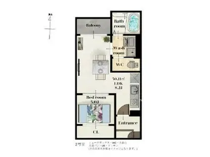 REGALEST薬師堂駅(1LDK/3階)の間取り写真