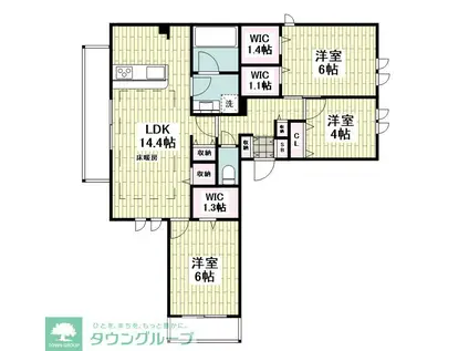 シエルコート(3LDK/1階)の間取り写真