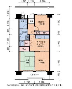 リバーサイドもりぐち(3DK/7階)の間取り写真
