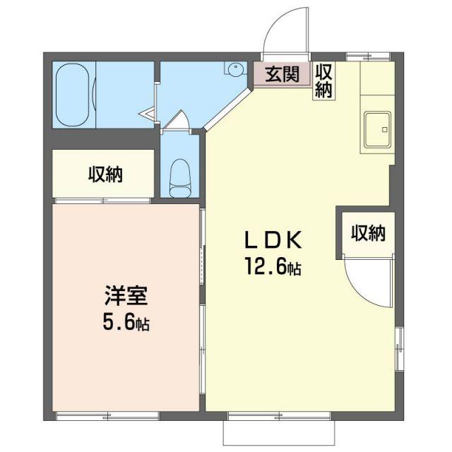 ラフォーレパレスII(1LDK/1階)の間取り写真