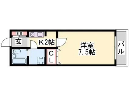 たつの市 TNマンション(1K/1階)の間取り写真