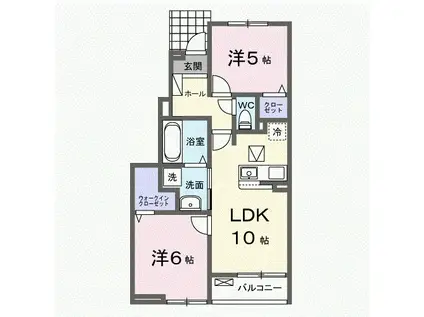 リヴィエール・ピリエI(2LDK/1階)の間取り写真