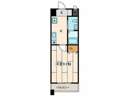 シェルミヤコI(1K/6階)の間取り写真