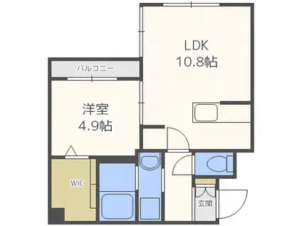 ECOA月寒東A(1LDK/2階)の間取り写真