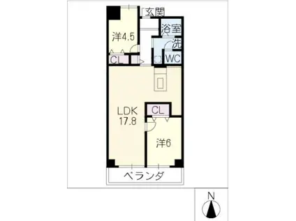 ロイヤルシティ押切(2LDK/12階)の間取り写真