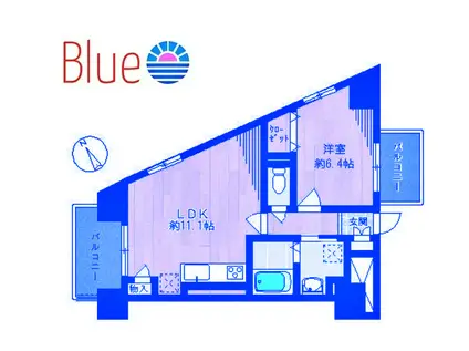 サウスERNCROSS鵠沼(1LDK/4階)の間取り写真