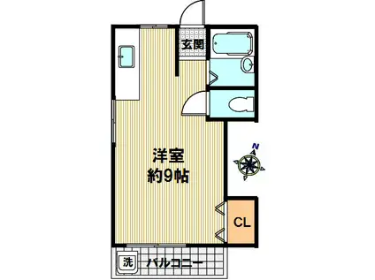 宮山ビル(ワンルーム/3階)の間取り写真
