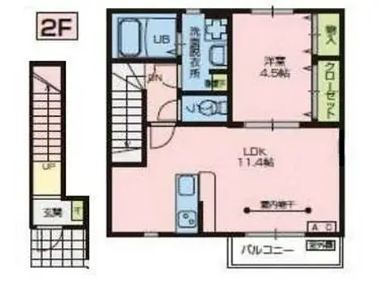 スカイコートB棟(1LDK/2階)の間取り写真