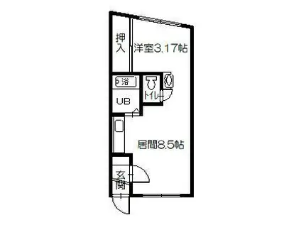 ホワイトハイム(1DK/2階)の間取り写真