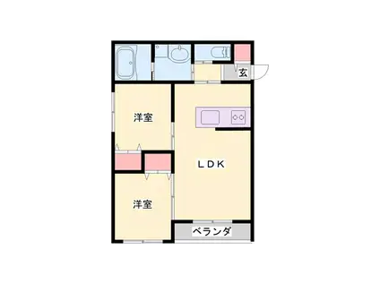 Kレジデンス御旅(2LDK/3階)の間取り写真
