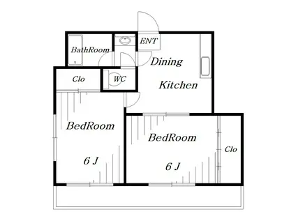ビレッジハウス13(2DK/1階)の間取り写真