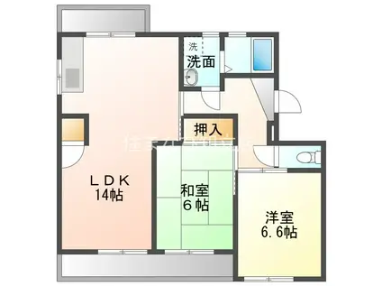 ヴェルドミール江坂 B館(2LDK/1階)の間取り写真