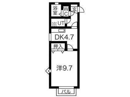 ブライトカメリア(1DK/2階)の間取り写真