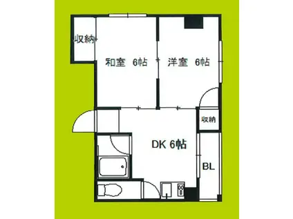 シュウ中川東(2DK/5階)の間取り写真