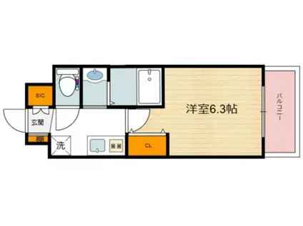 LUXE住吉公園(1K/11階)の間取り写真