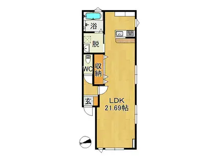 JSKレジデンスII(ワンルーム/1階)の間取り写真