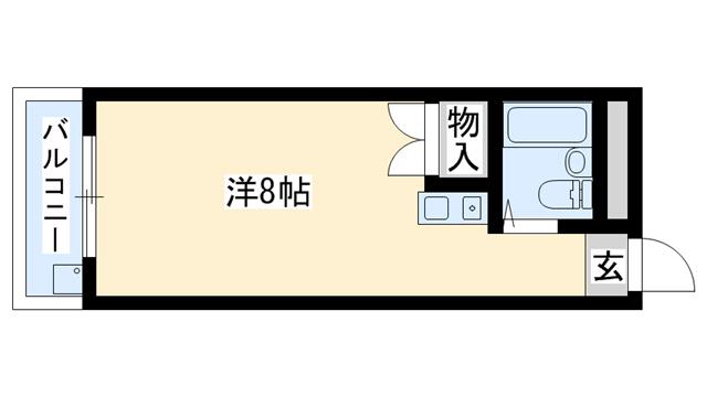 神殿マンション3号棟(ワンルーム/3階)の間取り写真