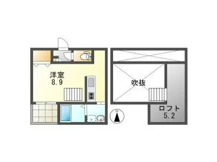 FAIRY烏森(1K/2階)の間取り写真