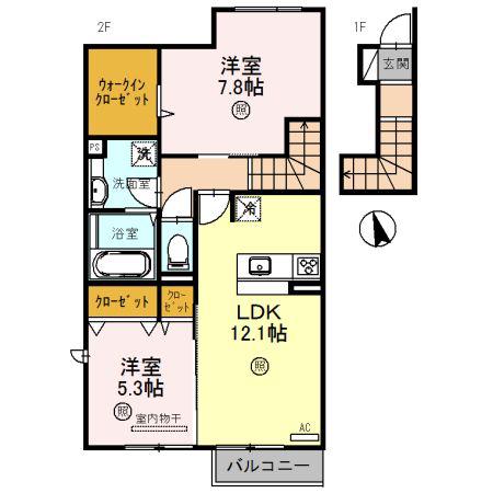 ブルームコート(2LDK/2階)の間取り写真