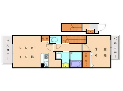 グランファミーユII(1LDK/2階)の間取り写真