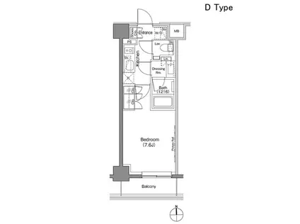 ザ・パークハビオ上野御徒町(1K/6階)の間取り写真