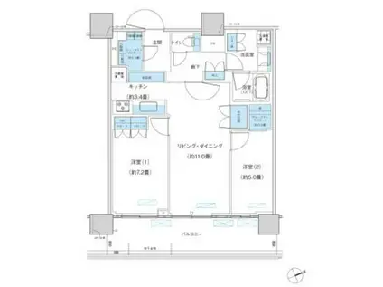 パークシティ柏の葉キャンパス ザ・ゲートタワー ウエスト(2LDK/33階)の間取り写真