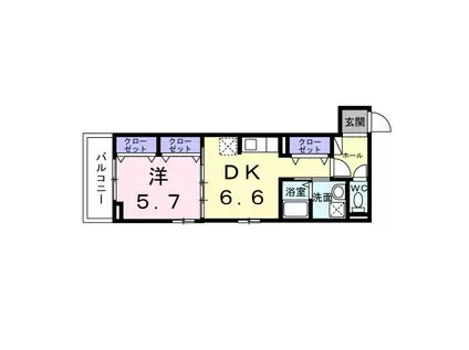 ヒカルサ京都梅津東(1DK/2階)の間取り写真