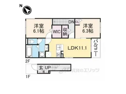 グレイス加茂1(2LDK/2階)の間取り写真