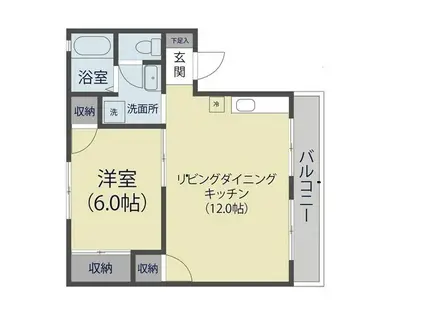 メゾン花栗(1LDK/2階)の間取り写真