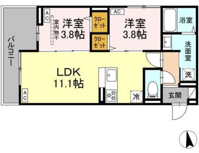 セレスティア新小岩(2LDK/2階)の間取り写真