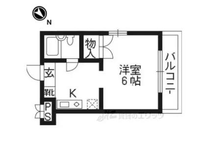 サン嵐山(1K/2階)の間取り写真