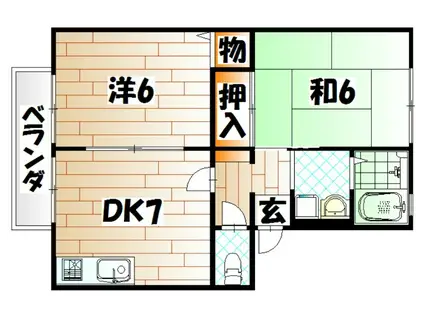 ヒューマンハイツ(2DK/2階)の間取り写真