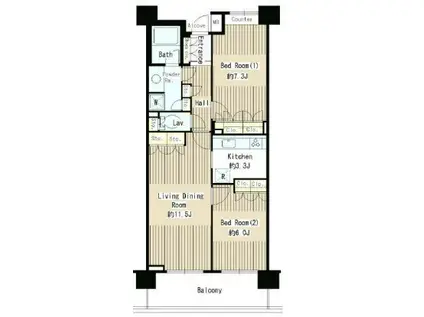 クラッサ目黒(2LDK/2階)の間取り写真