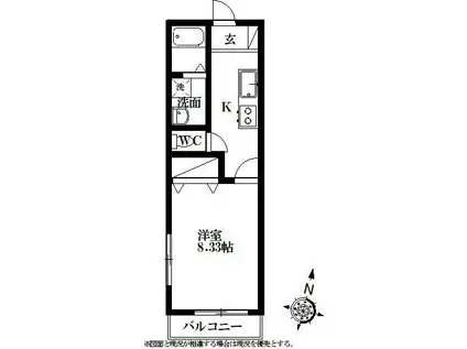BLUE ROSE.K(1K/2階)の間取り写真
