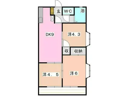 フローラKIKU A(3DK/1階)の間取り写真