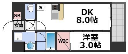 エスリードレジデンス玉造ザ・イースト(1LDK/12階)の間取り写真