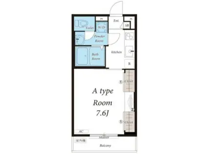 リブリ藤沢川名(1K/3階)の間取り写真