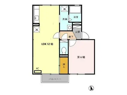 セリエA(1LDK/2階)の間取り写真