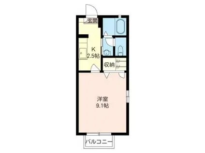 サンモール B(1K/1階)の間取り写真