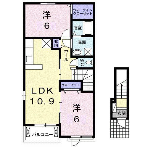 ニューモートII(2LDK/2階)の間取り写真