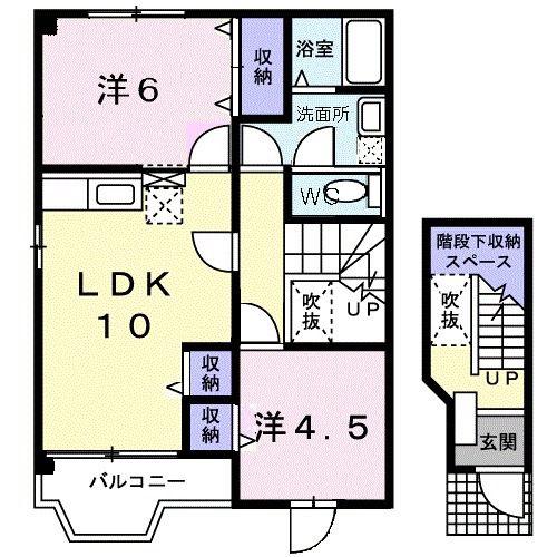 コージーハウス石井B(2LDK/2階)の間取り写真